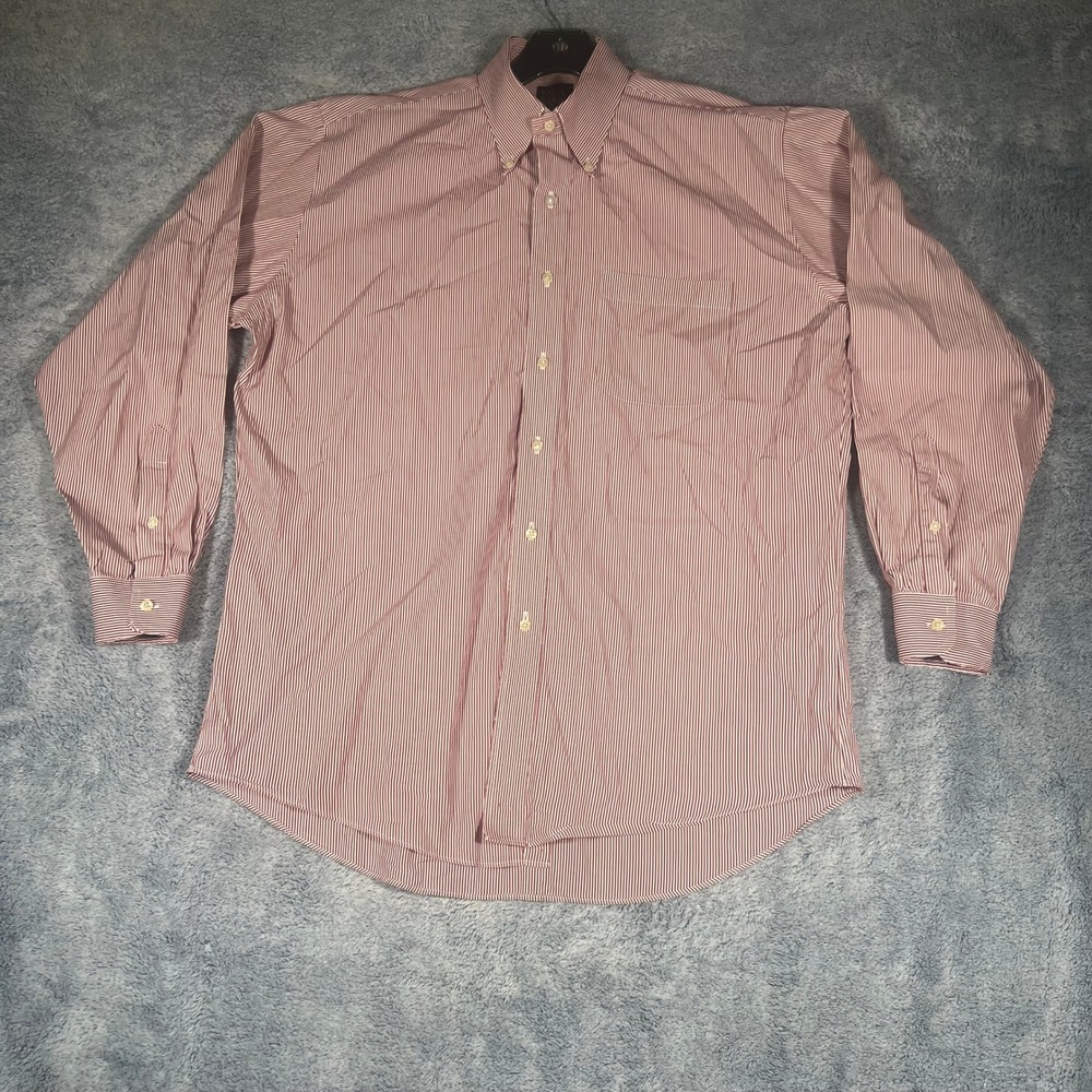 Jos. A. Bank Executive Collection Red White Striped Cotton Dress Shirt 15.5 33